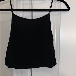 black cami crop tank with straight neck